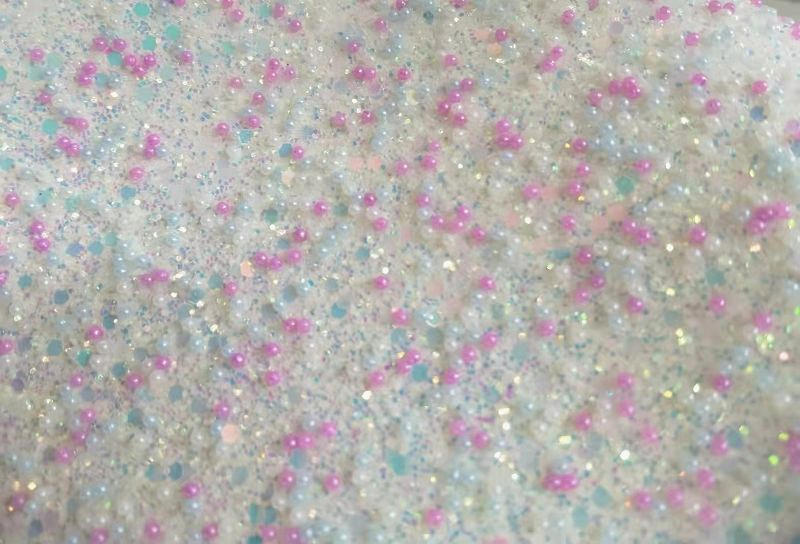 Pink Beads Neon Color Chunky Glitter Leather