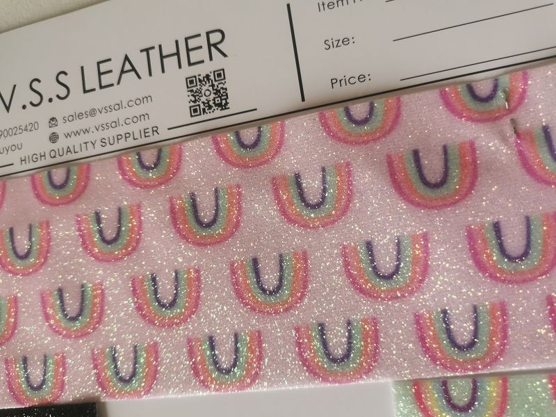 Rainbow Pattern Fine Glitter Leather