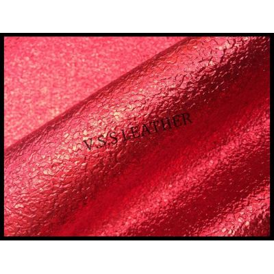 Red Metallic Faux Leather Fabric 