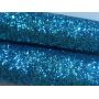 Grade 3 Teal Chunky Glitter Leather Fabric