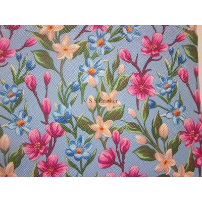 Flower Printed PVC Leather Fabric