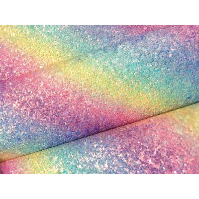 Printed Rainbow Chunky Glitter Leather