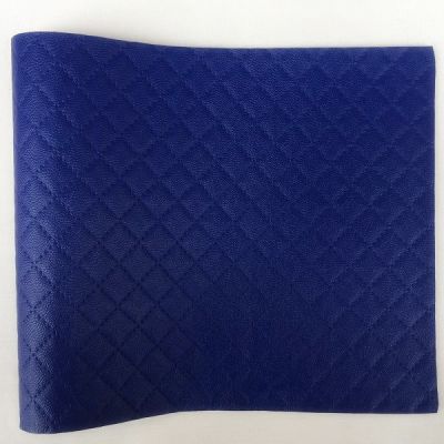 Blue Color Plaid Faux Leather