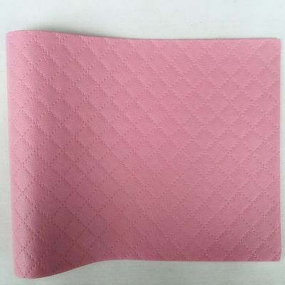 Pink Color Plaid Synthetic Leather 