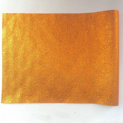 Orange Color Metallic Leather Fabric