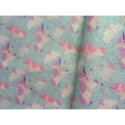 Patterned Unicorns Fine Glitter Fabric