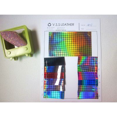 Grid Iridescent Hologram Leather