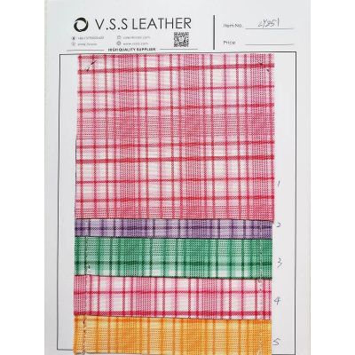 Pink White Plaid Fuax Leather