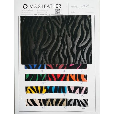 Zebra Flocking PU Leather Fabric