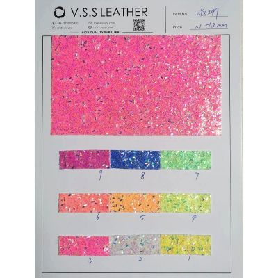 Neon Colors Chunky Glitter Leather Fabric