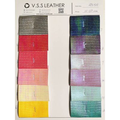 Stripes Metallic Colors Leather Fabric