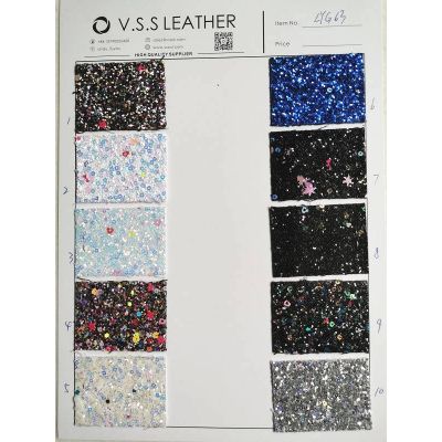 Hearts Round Sequin Chunky Glitter Leather