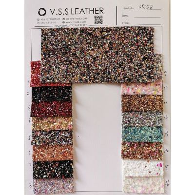 Beads On Chunky Glitter Leather Fabric