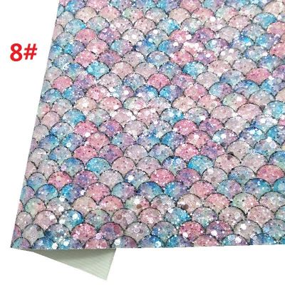 Vivid Colors Mermaid Scales Glitter Leather Fabric