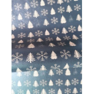 Snowflakes Christmas Trees Faux Leather
