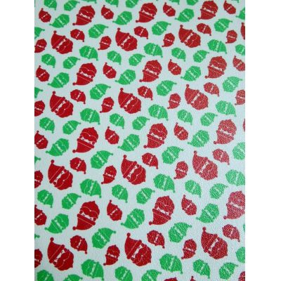 Red Green Santa Claus Printing Faux Leather