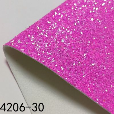 High Quality Pink Color Chunky Glitter Leather Vinyl