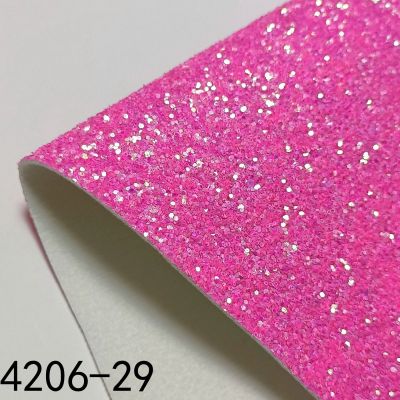 Pink Fluorescent Chunky Glitter Leather Fabric