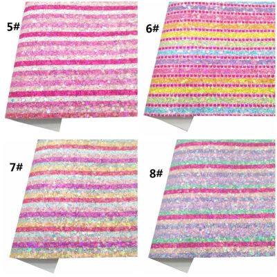 Neon Color Stripes Pattern Chunky Glitter