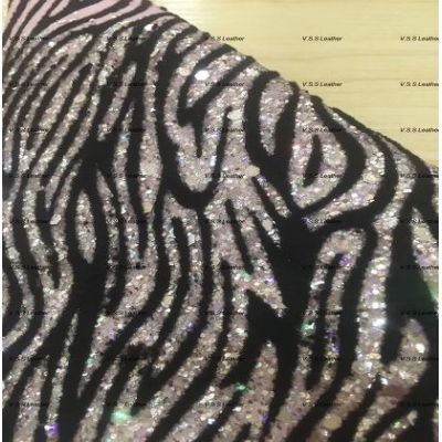 Shimmer Flocking Chunky Glitter Leather Fabric 