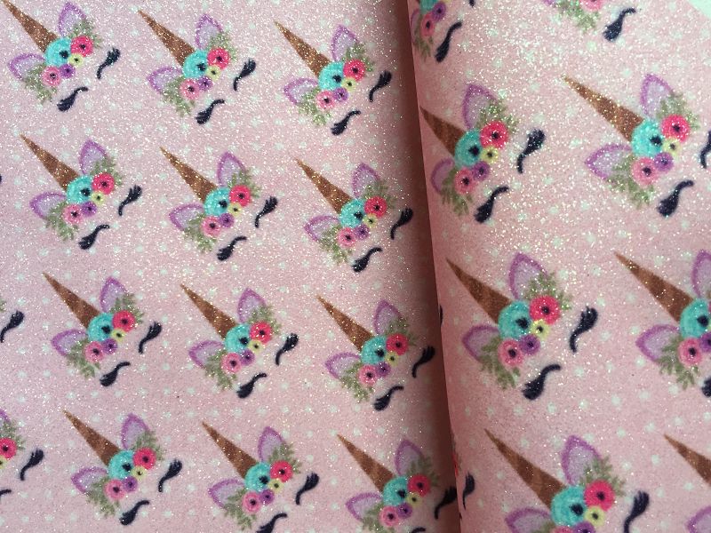 Pink Color Unicorns Fine Glitter Leather