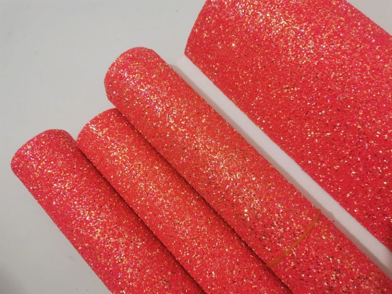 Red Ultra Chunky Glitter Leather With Felt Backing 
