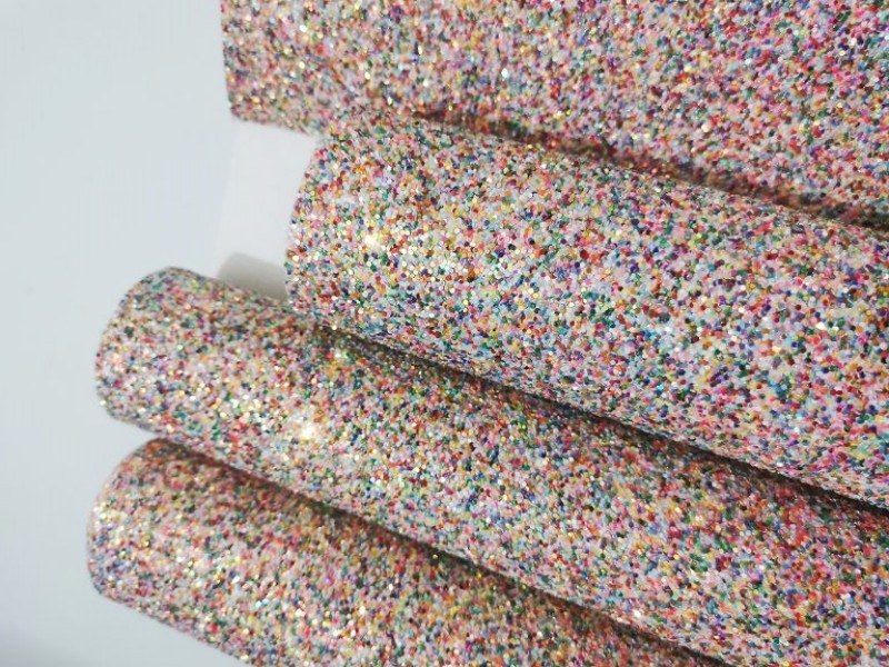 Fabulous Felt Backing Chunky Glitter Leather Fabric