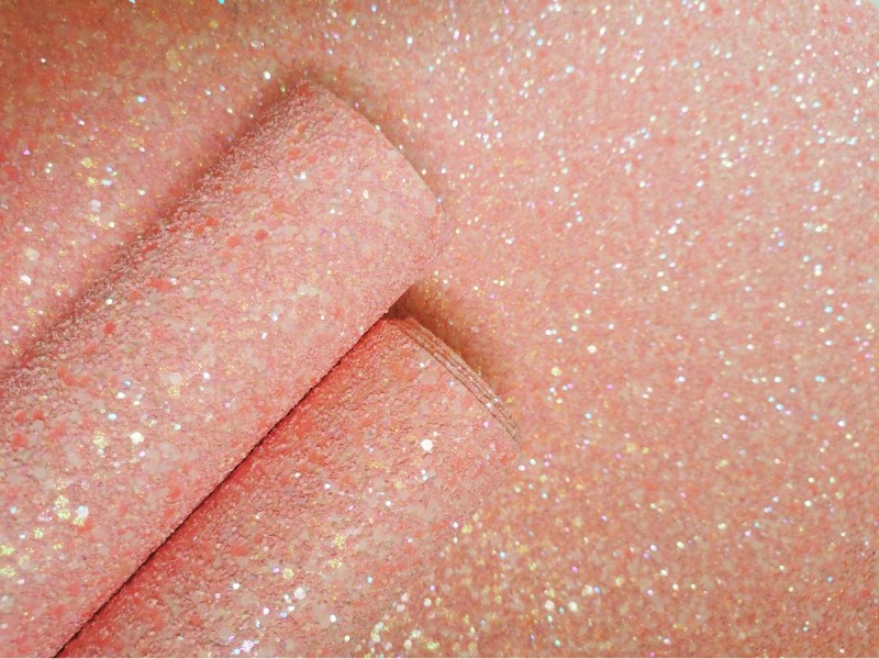 Pink Shining High Quality Felt Backing Glitter Leather