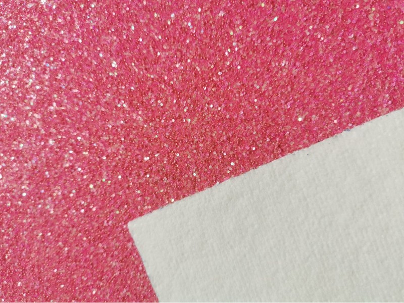 Pink Chunky Glitter Leather With Beads Felt Backing