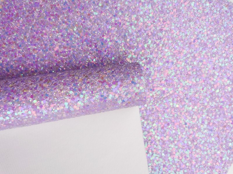 Purple Iridescent Chunky Glitter Leather Felt Backing