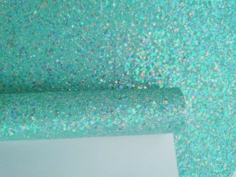 Green Iridescent Chunky Glitter Leather Sheets Mini Rolls