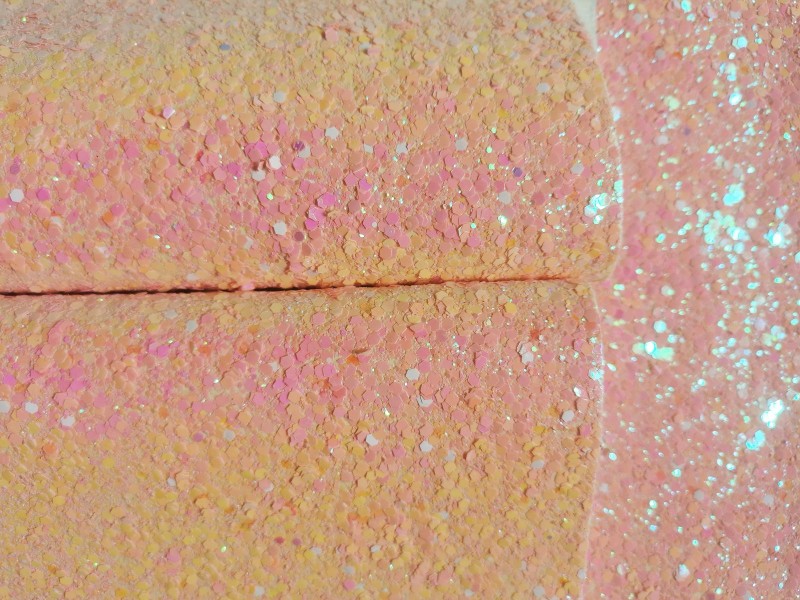 Baby Pink Chunky Glitter Leather Fabric With Felt Backing