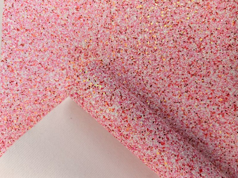 Red Chunky Glitter Leather Fabric For Bows Crafts Bags