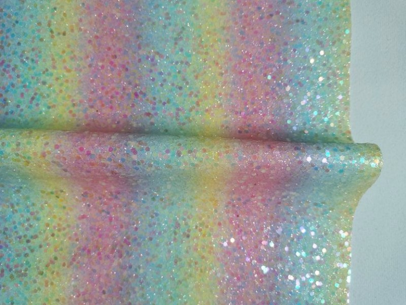 Rainbow Iridescent Chunky Glitter Leather with Felt Backing