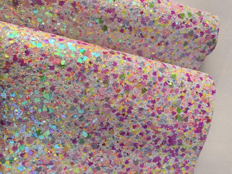 Iridescent Love Hearts Chunky Glitter Leather