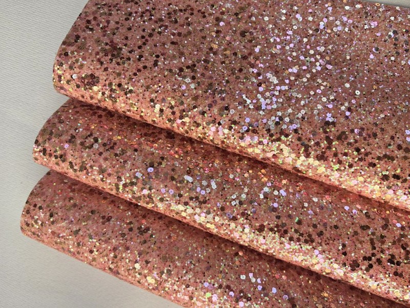 Pink Chunky Glitter Leather With Gold Sequin 