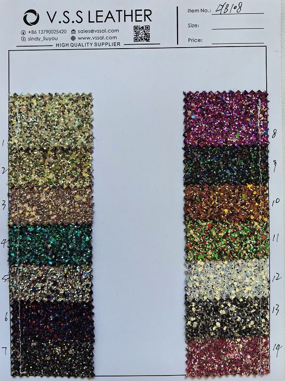 High Quality Chunky Glitter Leather Fabric