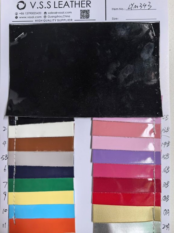 High Shine Solid Color PU Synthetic Leather Multi Color Stock 