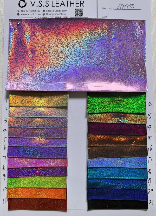Iridescent Rainbow Holographic Glitter PU Leather Fabric