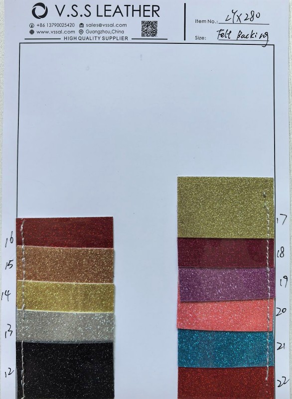 Felt Backing Fine Glitter Leather WIth Felt Backing
