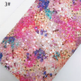 30X134CM Bright Flowers Pattern Chunky Glitter Leather