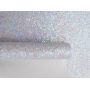 Silver Iridescent Chunky Glitter Leather Felt Backing