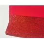 Red Chunky Glitter Leather Fabric With Felt Backing